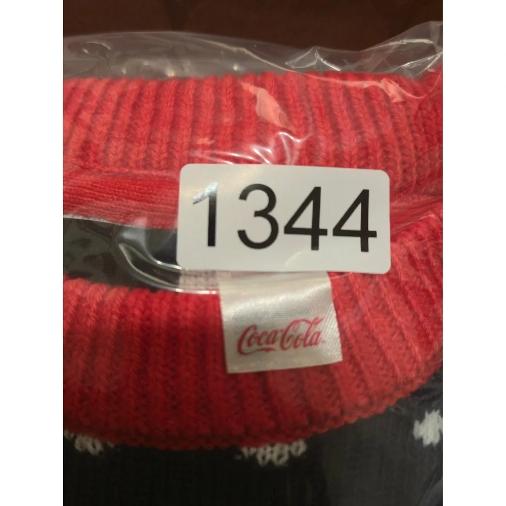H&M Coca-Cola Holiday Sweater Mens M Red Navy Blue Ugly Christmas Knit 0898616 2
